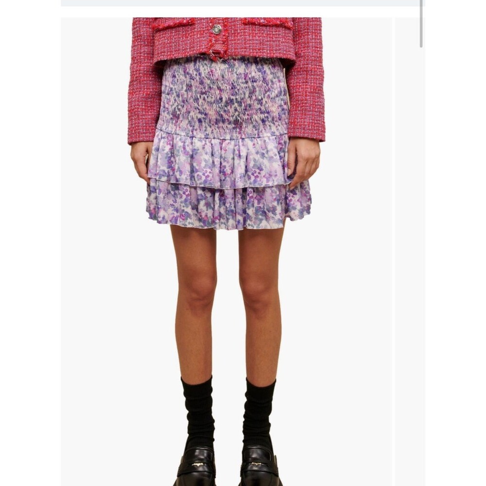 NWT Maje Juvard Abstract Floral Tiered Miniskirt